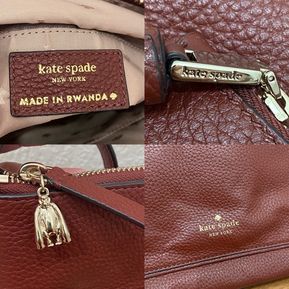 KATE SPADE Port Brown Leather On Purpose Zip Pocket Crossbody Bag - Picture 15 of 16